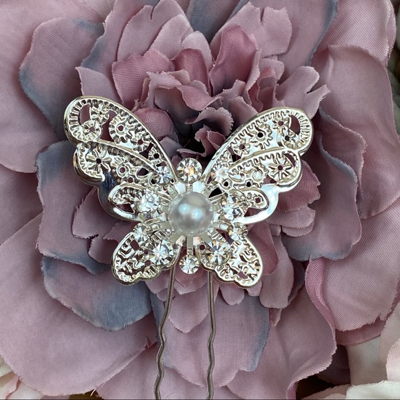 4 Pcs Crystal Butterfly Bridal Hair Pin Set - Picture 10 of 15